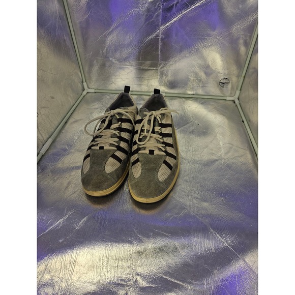 Ecco Shoes - ECCO Womens Suede Mesh Low Top Sneakers Grey Tan Lace Up Athletic Shoes